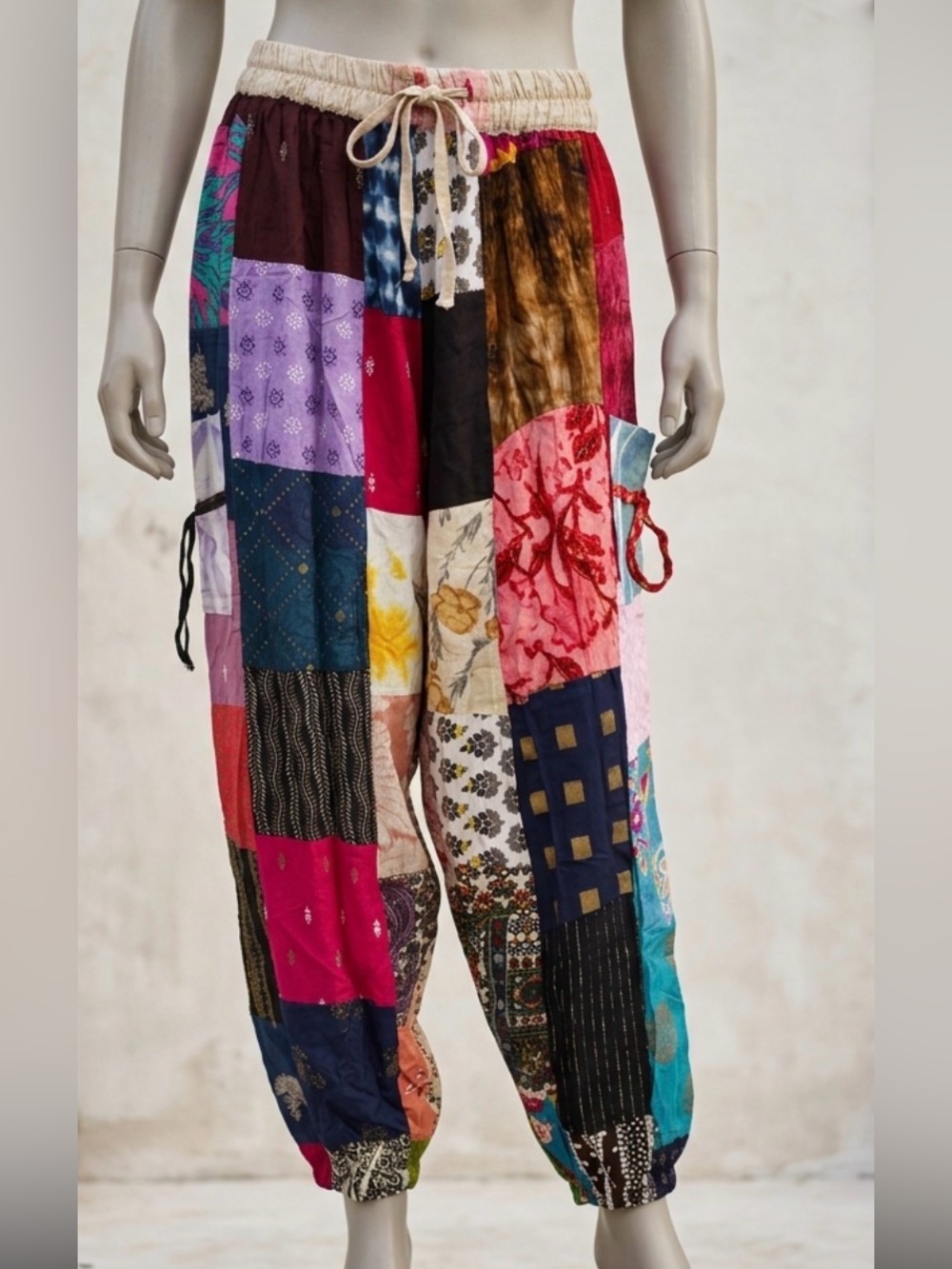 Patchwork Boho Harem Pants - Multicolor